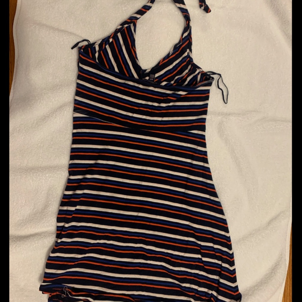 red, white, and blue halter dress